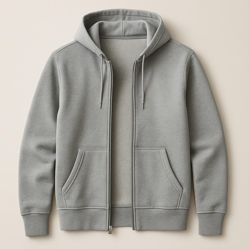 French terry full-zip hoodie (AI-generated illustration)